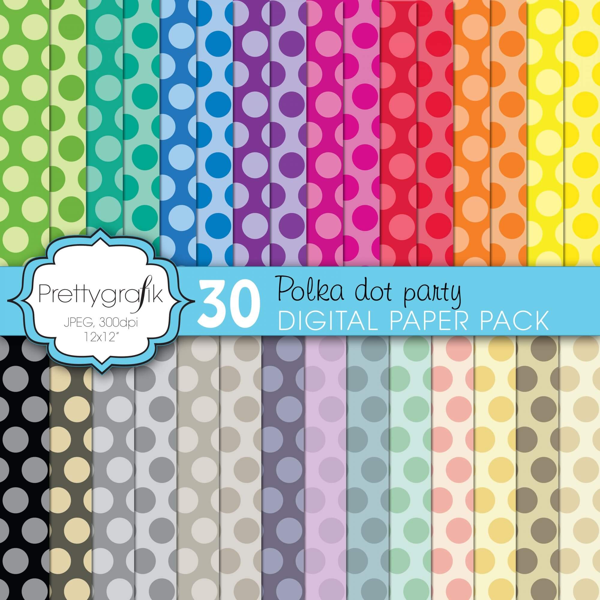 30 Polka Dot Digital Paper Pack Commercial Use
