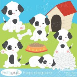 White and black puppy clipart