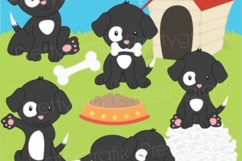 Black and white puppy clipart