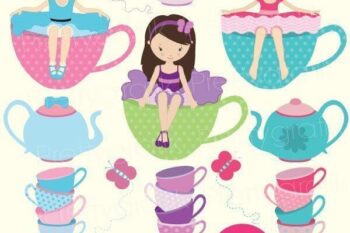 Tea party girl clipart