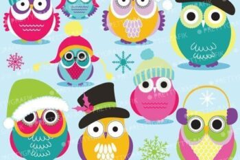 Christmas Owls Clipart