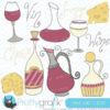 Wine and cheese clipart