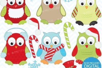 Christmas owls clipart
