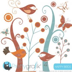 Birds and trees clipart