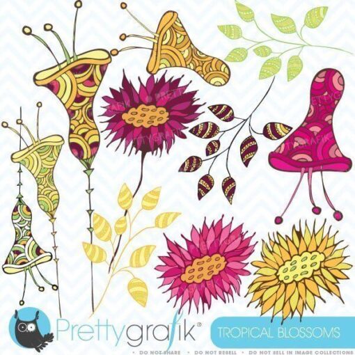 Tropical flowers clipart