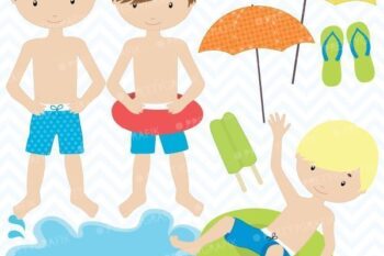 Pool party boys clipart