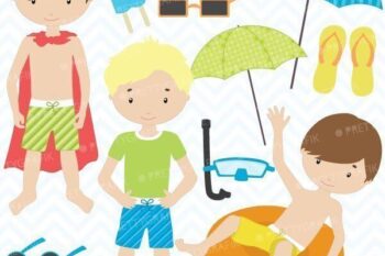 Pool party boys clipart