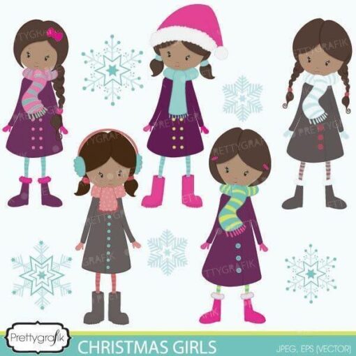 Winter christmas girls clipart