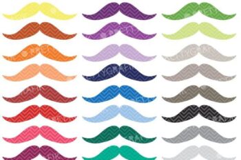 Rainbow mustache clipart