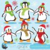 Christmas penguins clipart