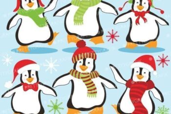 Christmas penguins clipart