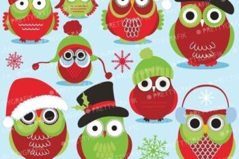 Christmas owls clipart
