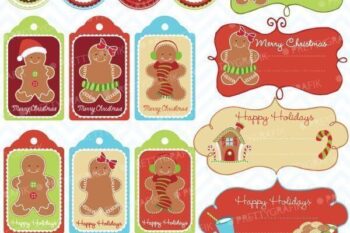 Gingerbread labels clipart