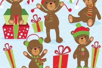 Christmas teddy bear clipart