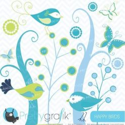Birds and trees clipart