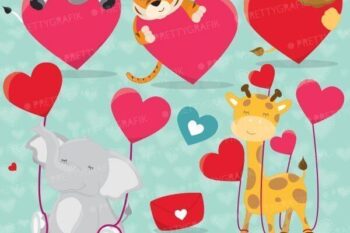 Valentine animals clipart