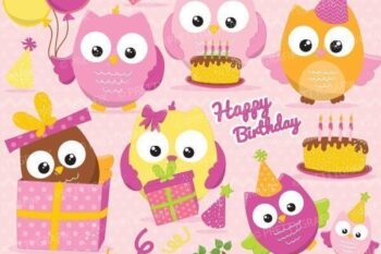 Birthday owls clipart