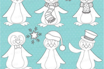 Christmas penguins stamps