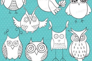 Owl digital stamps