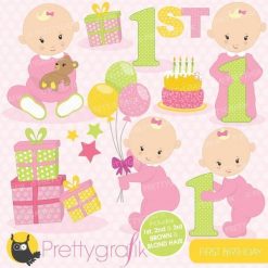 First birthday girl clipart