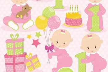 First birthday girl clipart