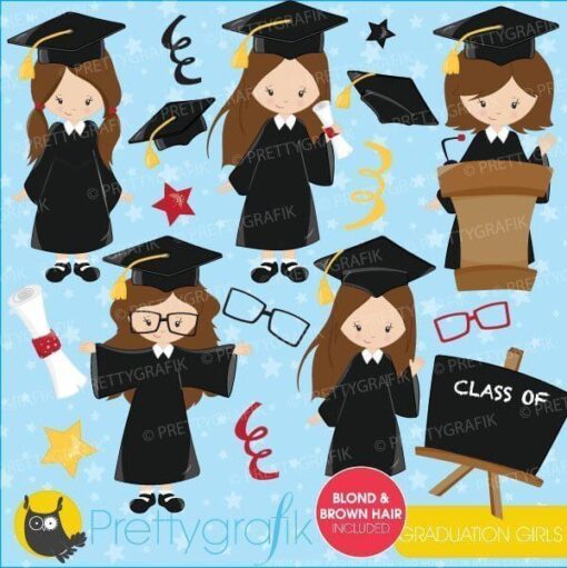 Girls graduation clipart
