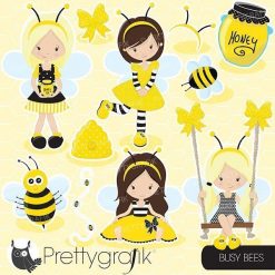 Busy bee girl clipart