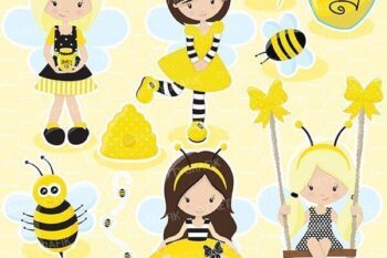 Busy bee girl clipart