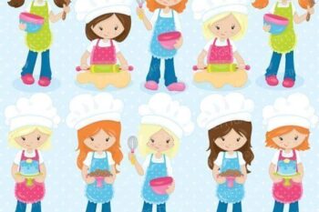 Baking girls clipart