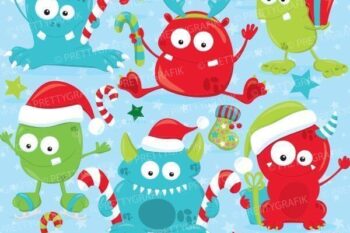 Christmas monsters clipart