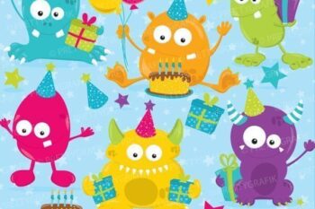Birthday monsters clipart