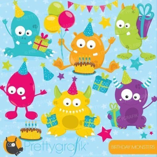 Birthday monsters clipart