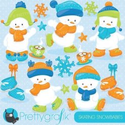 Ice skating snowman clipart