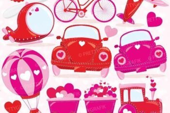 Valentine cars clipart