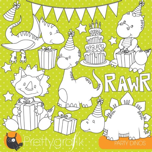 Dinosaur party stamps
