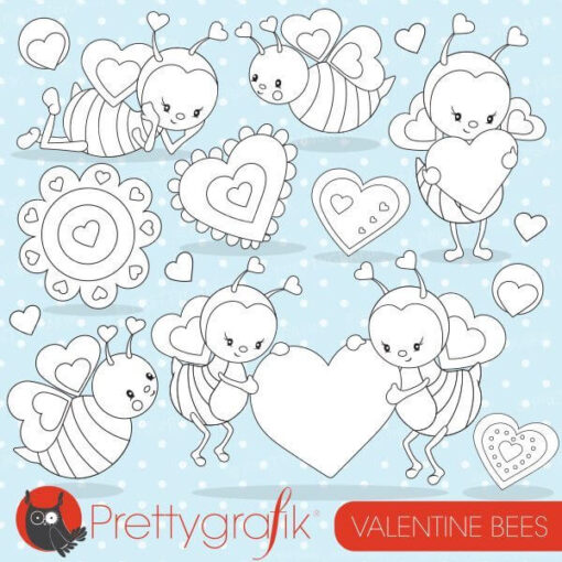 Valentine bee stamps