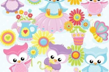 Spring owls clipart