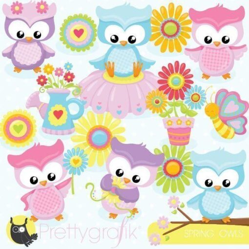 Spring owls clipart
