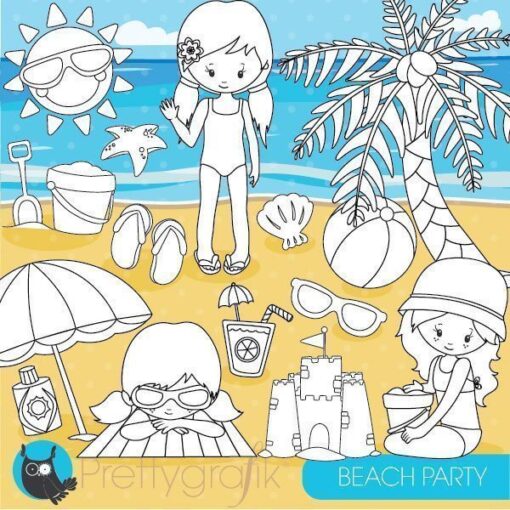 Beach party stamps
