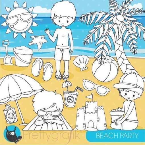 Beach party stamps