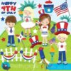 4th of July kids clipart