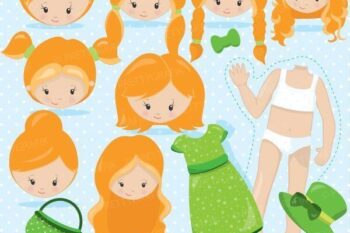 Red hair paper doll clipart