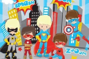 Superhero boys clipart