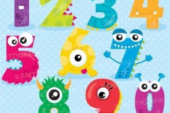 Monster number clipart