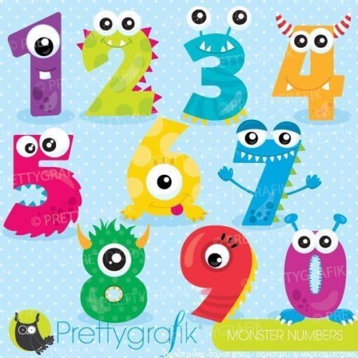 Monster number clipart