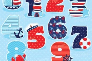 Nautical numbers clipart