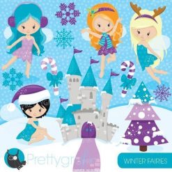 Winter fairies clipart