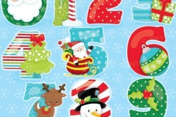 Christmas numbers clipart