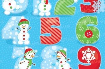 Snowman numbers clipart
