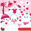 Valentine snowmen clipart